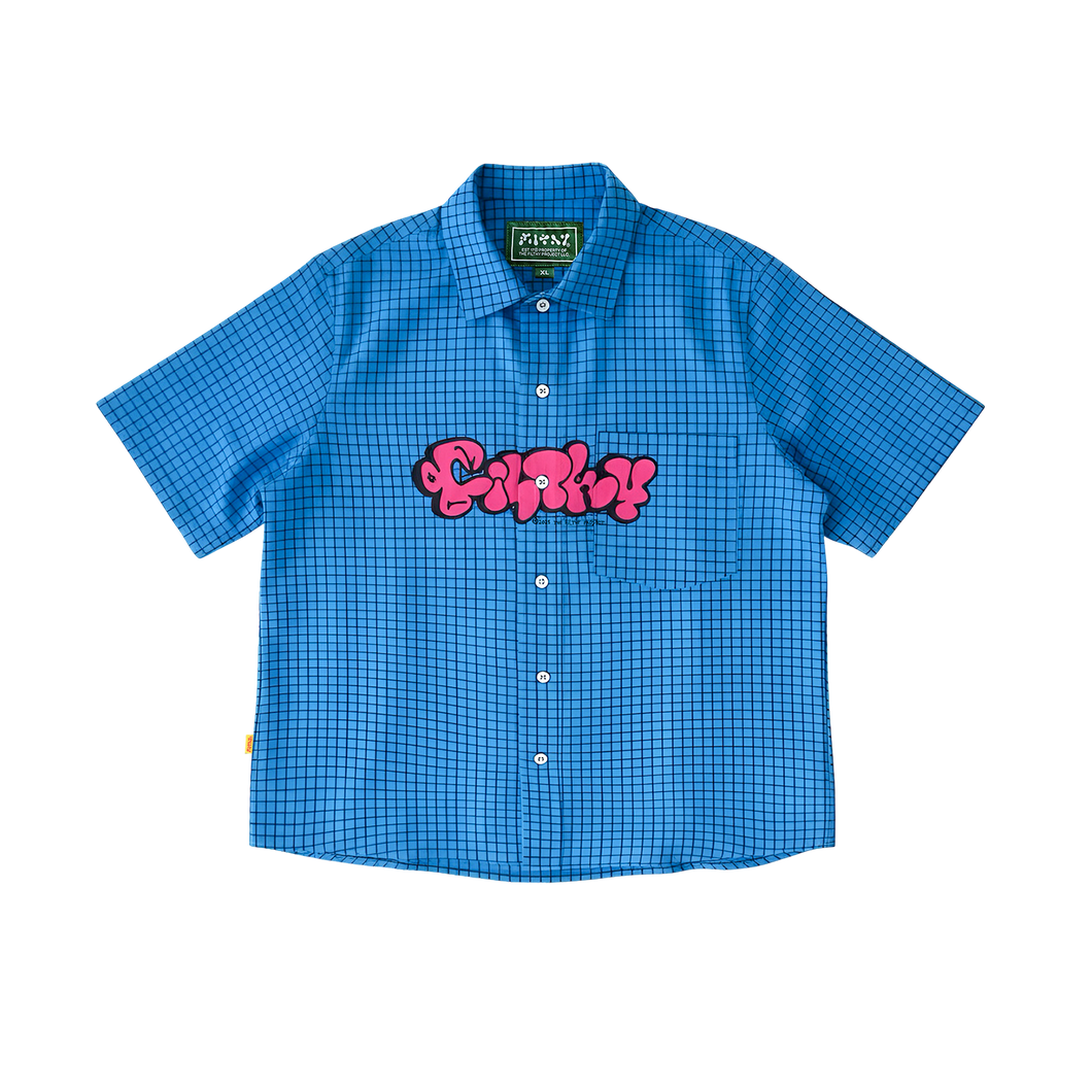 filthy® graph button up shirt (blue)
