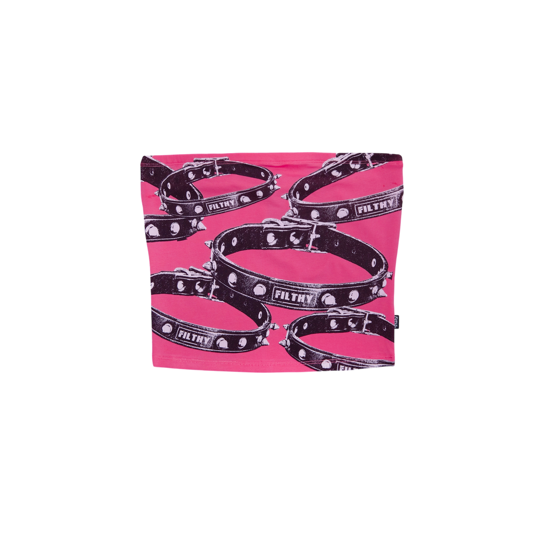 filthy® womens spike collar tube top (pink)