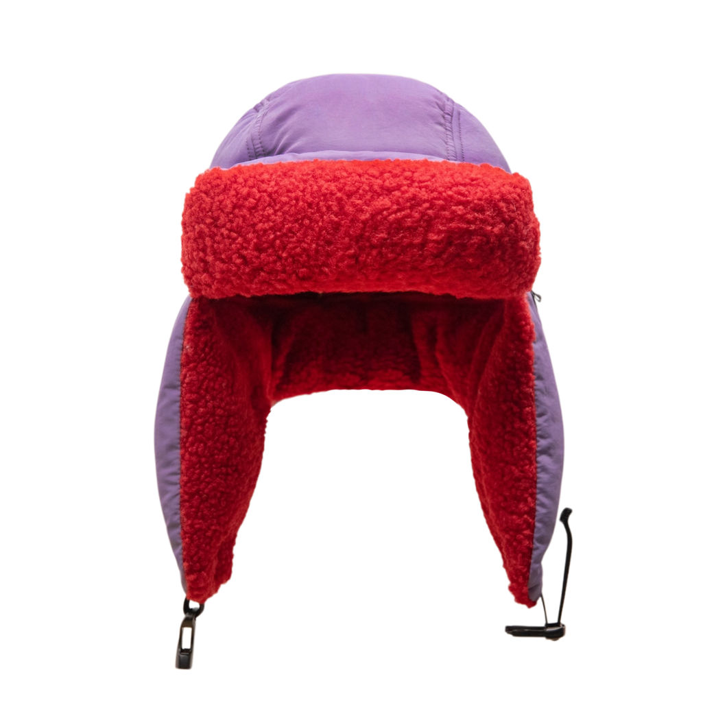 filthy® ear-flap fleece hat grey purple