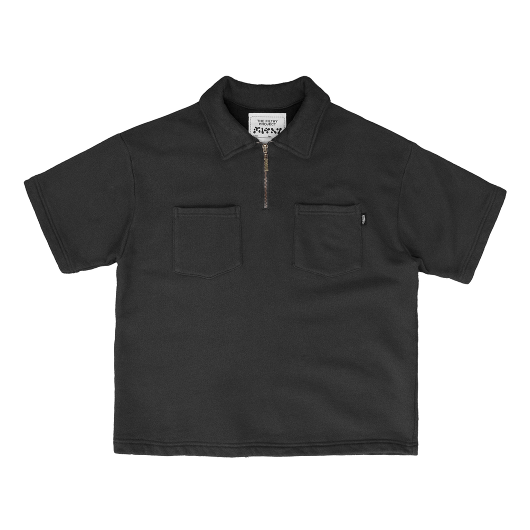 filthy® french terry qtr-zip shirt (faded black)