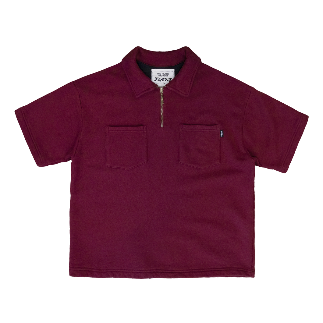 filthy® french terry qtr-zip shirt (maroon)