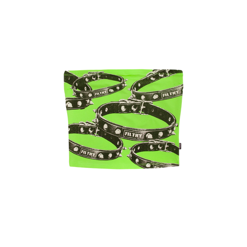 filthy® womens spike collar tube top (green)