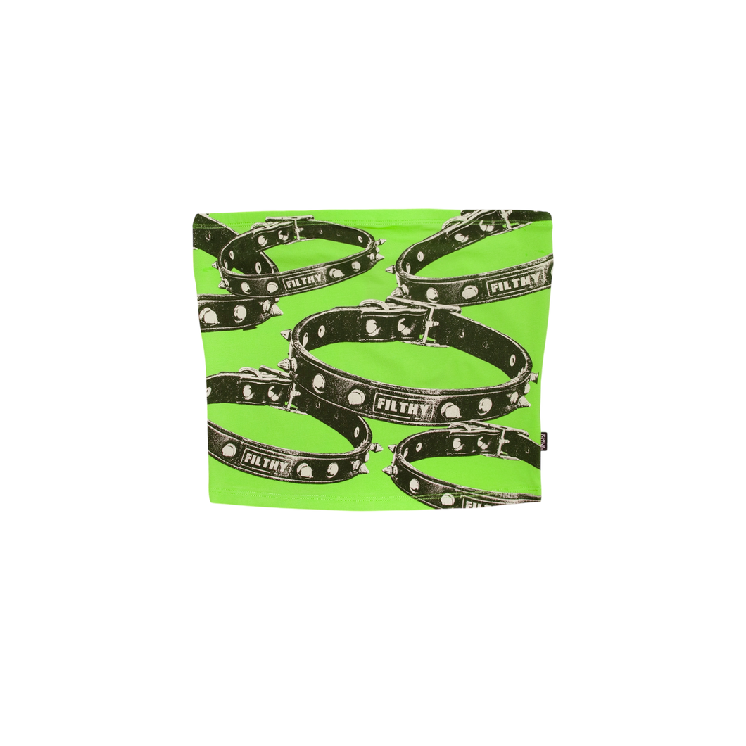 filthy® womens spike collar tube top (green)