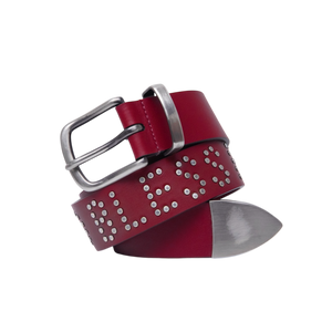 filthy riveted leather belt (dark red) *limited