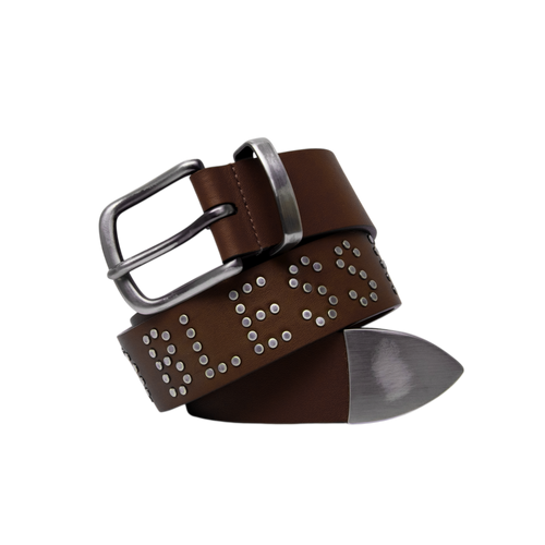 filthy riveted leather belt (dark brown)