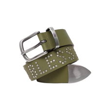 filthy riveted leather belt (army green)