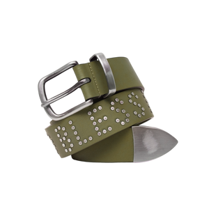 filthy riveted leather belt (army green)