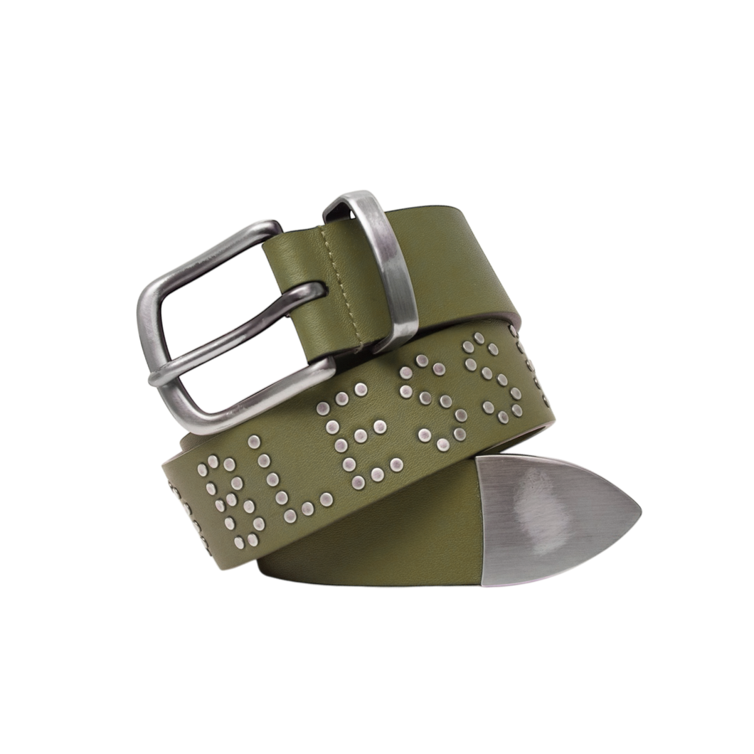 filthy riveted leather belt (army green)